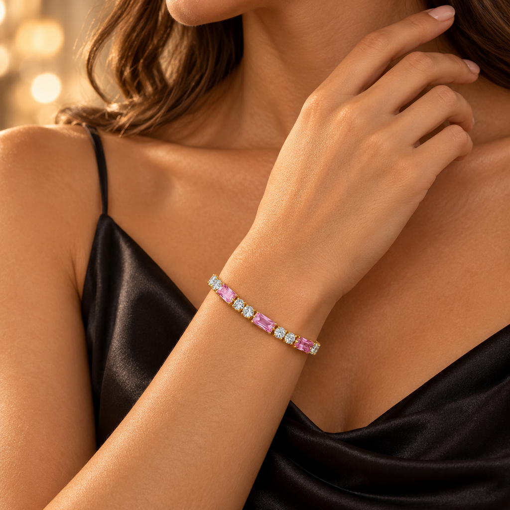 Pink Bubble Tennis Bracelet