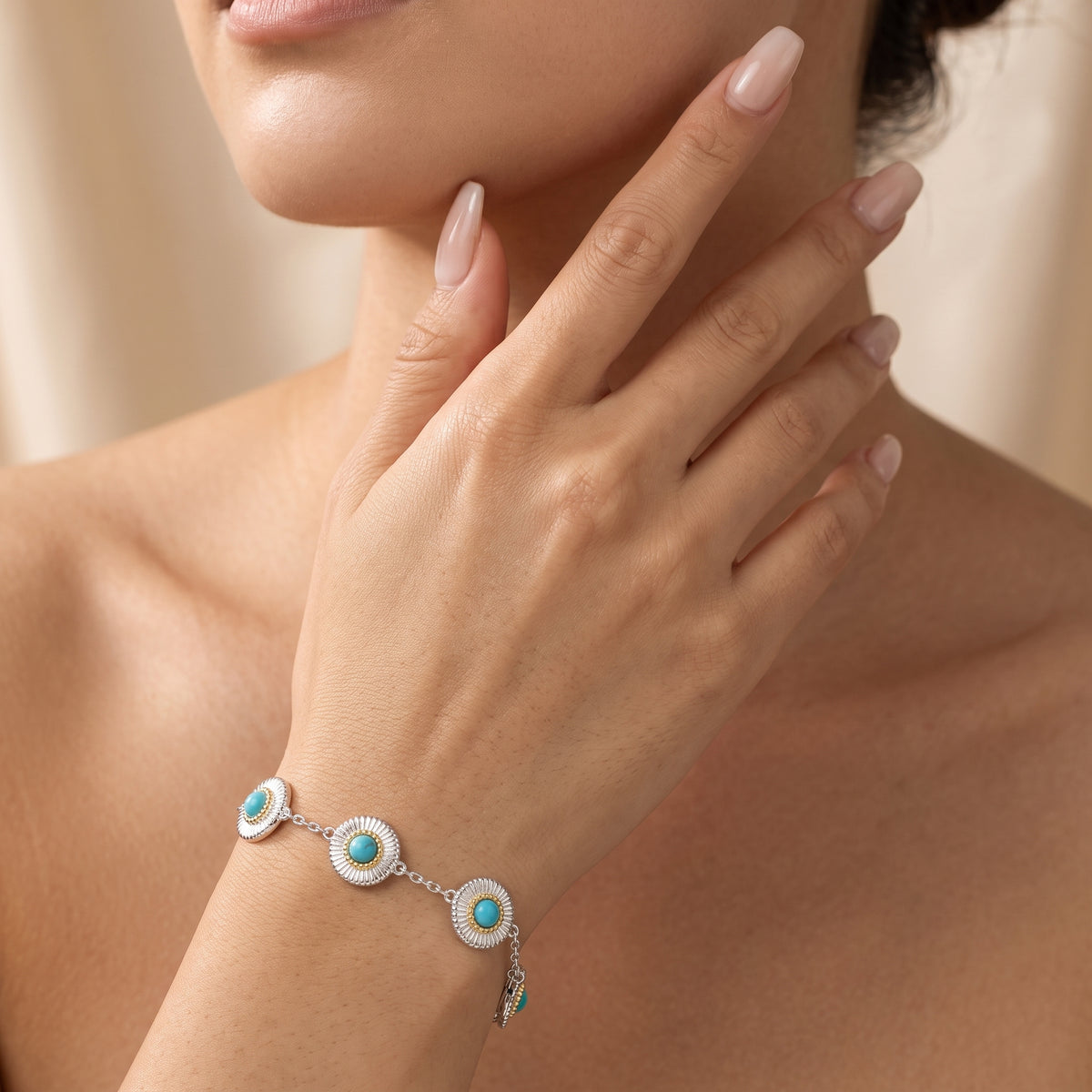 Azure Daisy Charm Bracelet