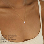 Gold Tone Teardrop Pendant Necklace