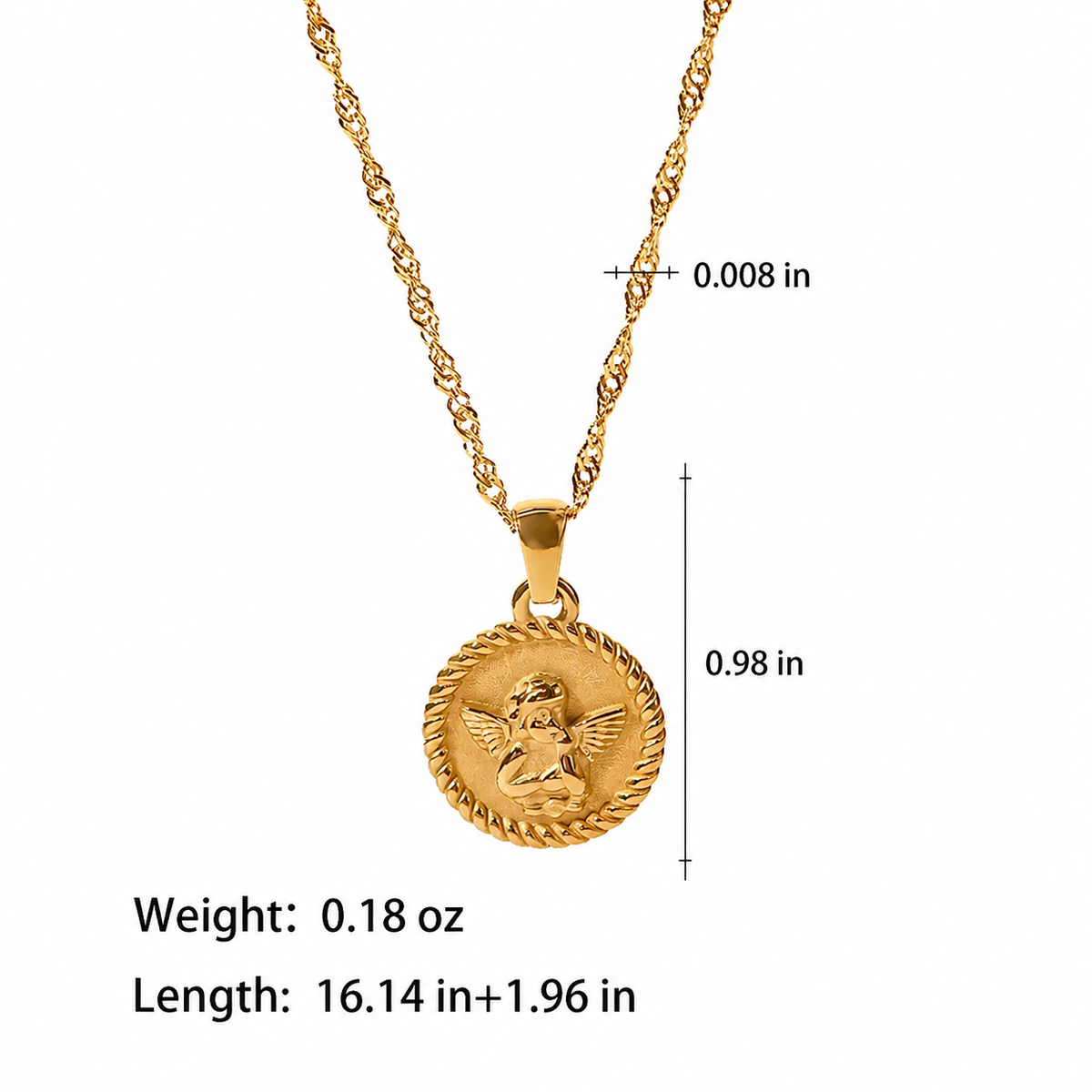 Golden Angel Charm Stainless Steel Necklace