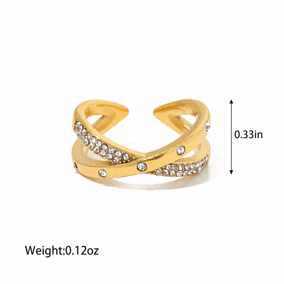 Golden X Pavé Crisscross Ring