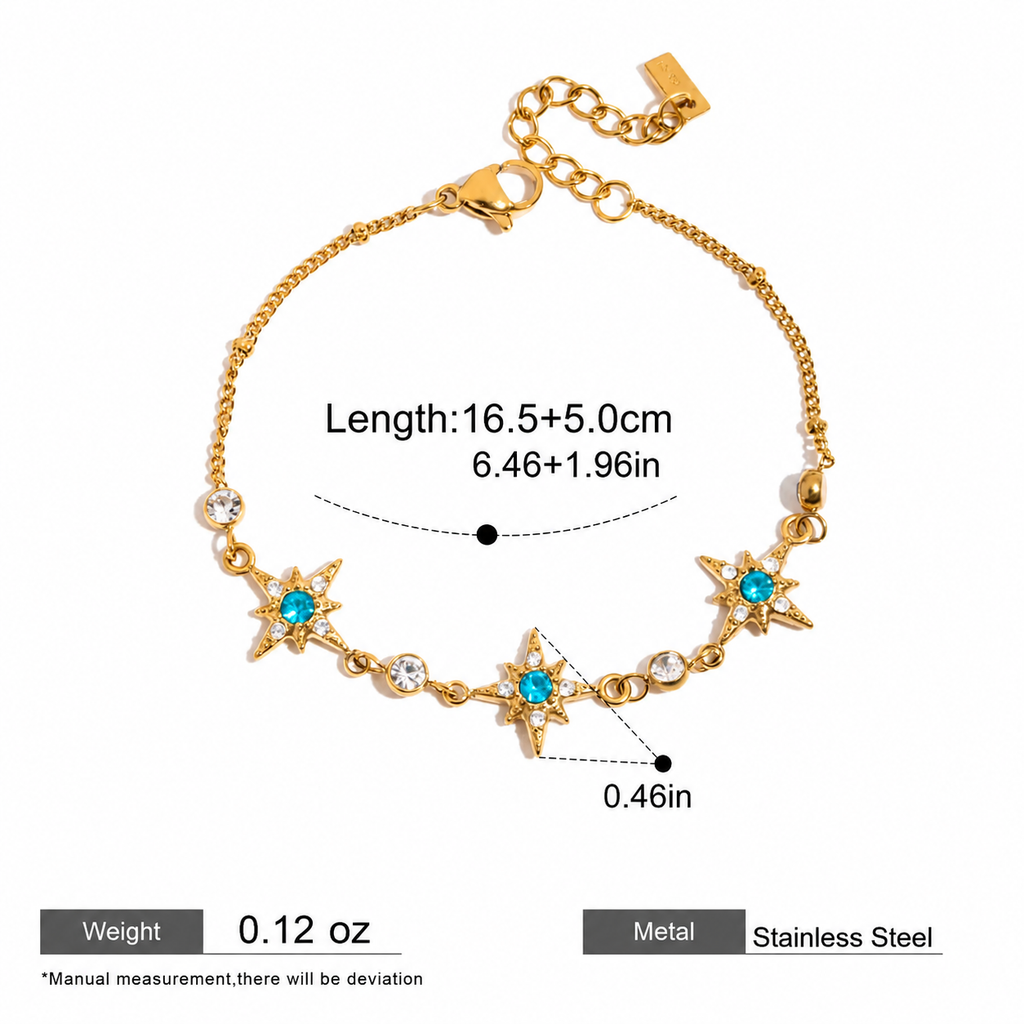 Azure Starburst Stainless Steel Bracelet