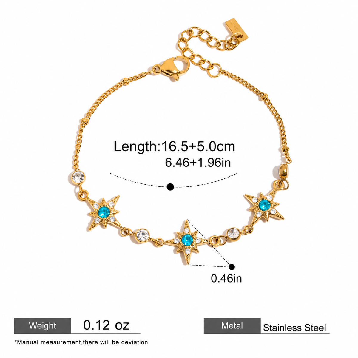 Azure Starburst Stainless Steel Bracelet
