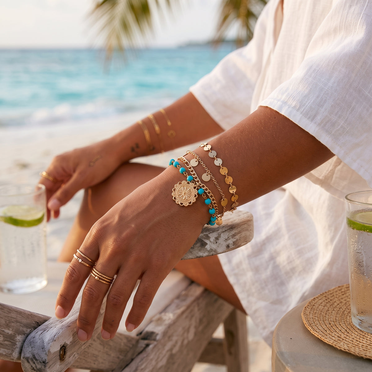 Santorini Tide Boho Bracelet Stack