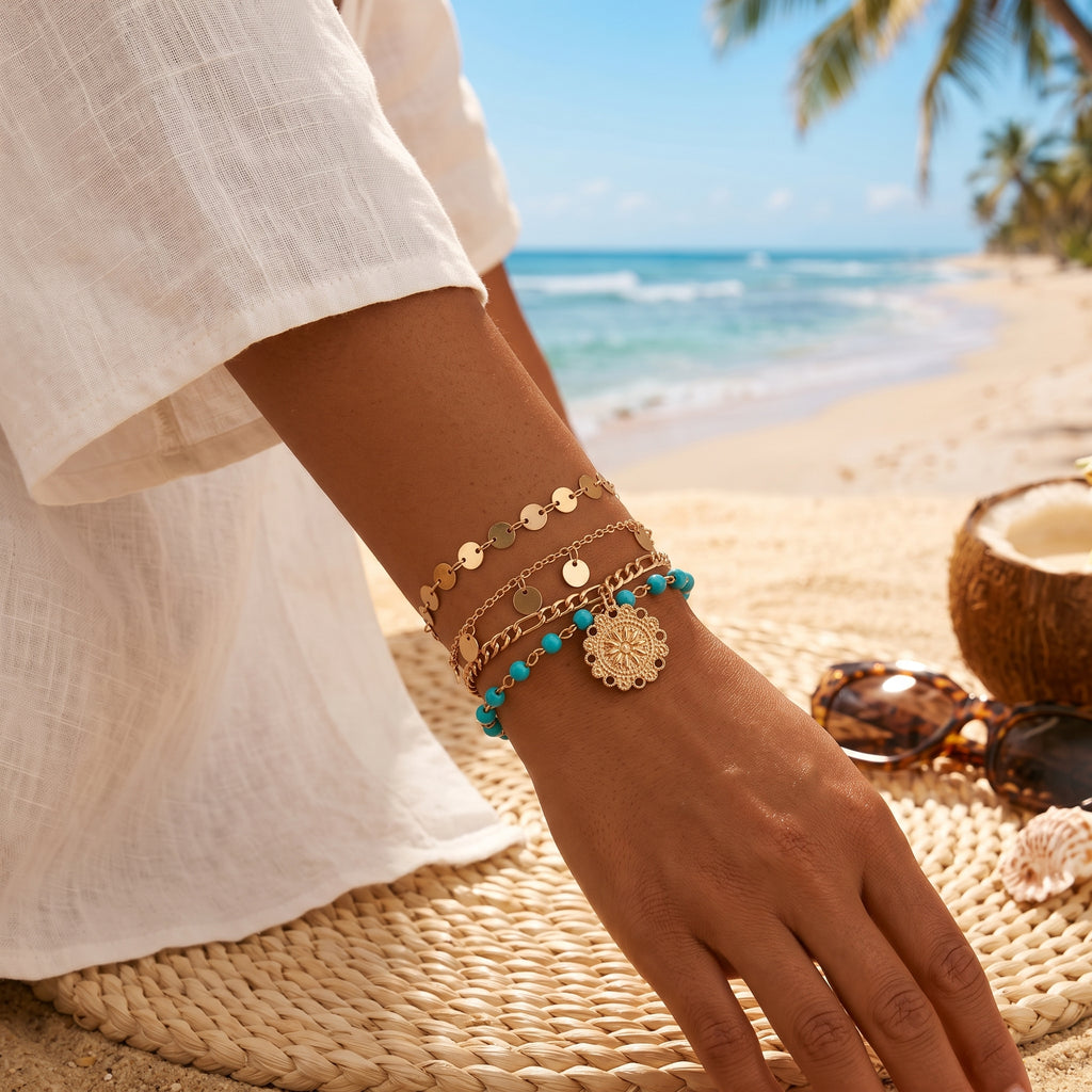 Santorini Tide Boho Bracelet Stack