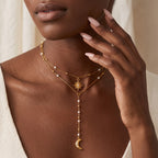 Sun & Moon Lariat Layered Necklace