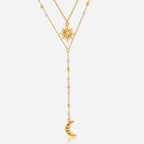 Sun & Moon Lariat Layered Necklace