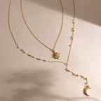 Sun & Moon Lariat Layered Necklace