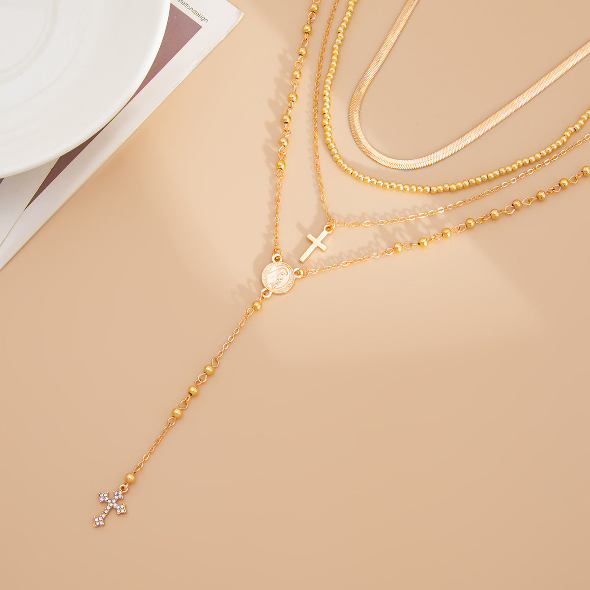 Divine Grace Layered Cross Necklace Set