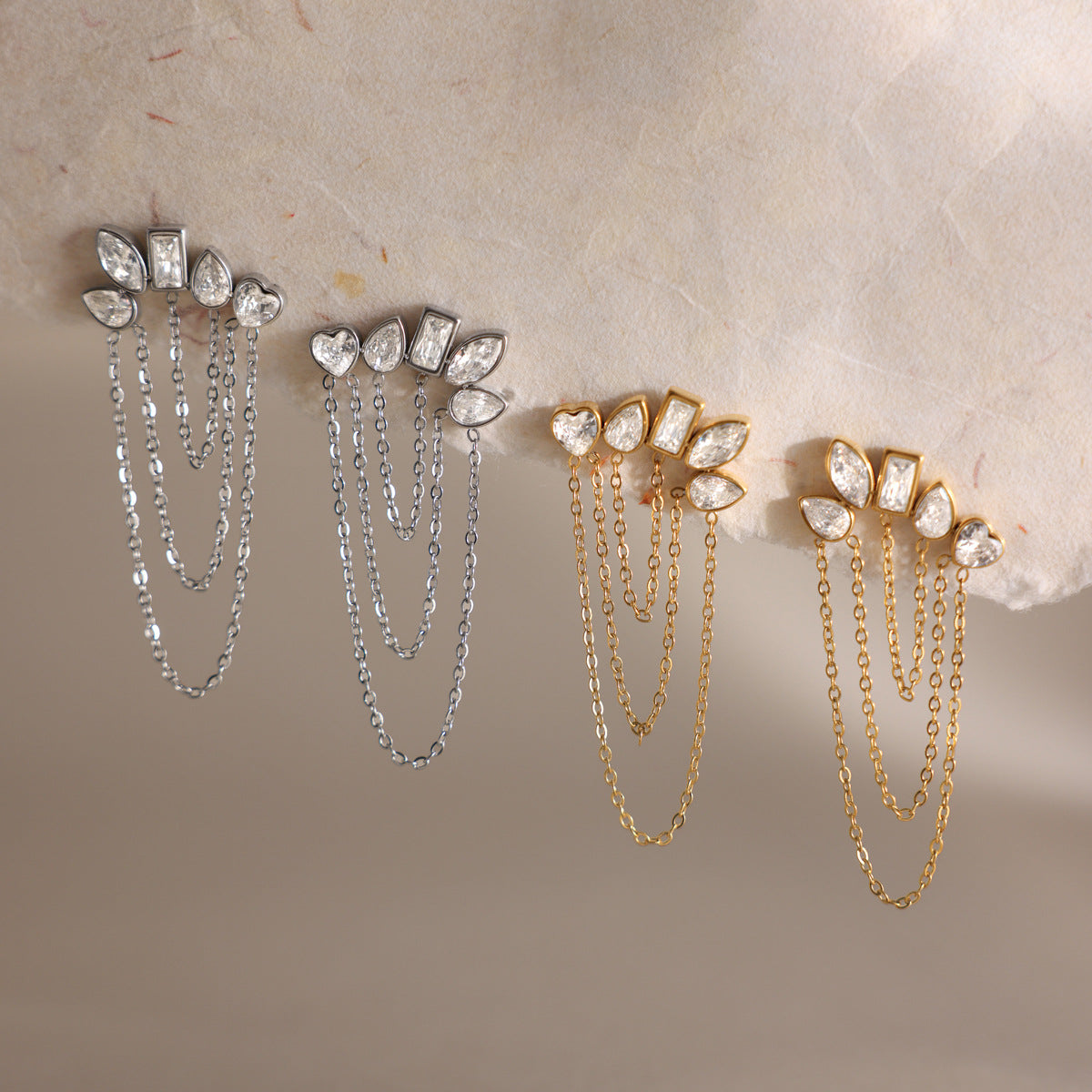 Crystal Blossom Chain Earrings