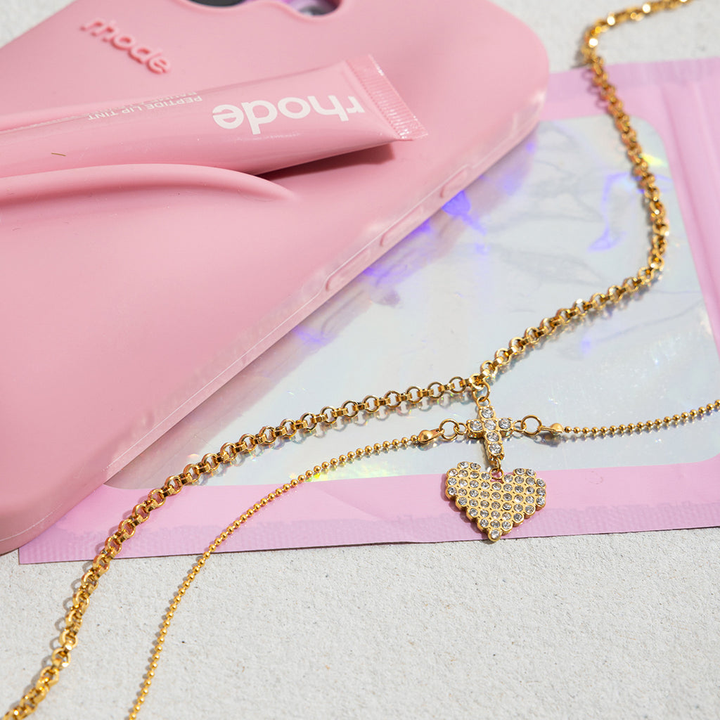 Radiant Heart Crystal Layered Necklace
