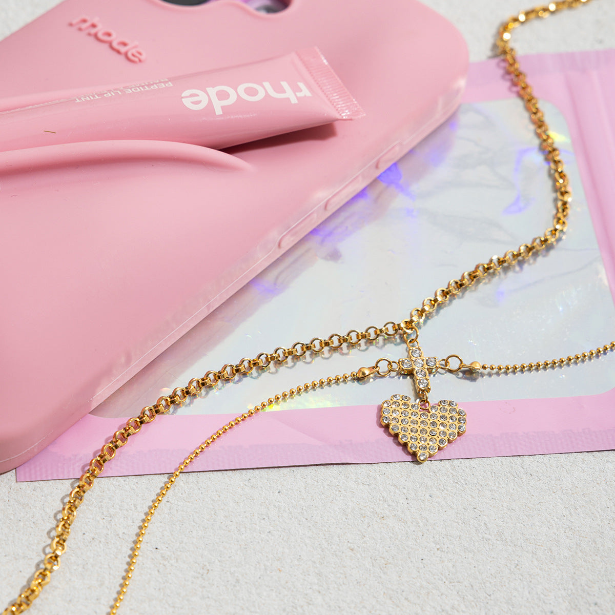 Radiant Heart Crystal Layered Necklace