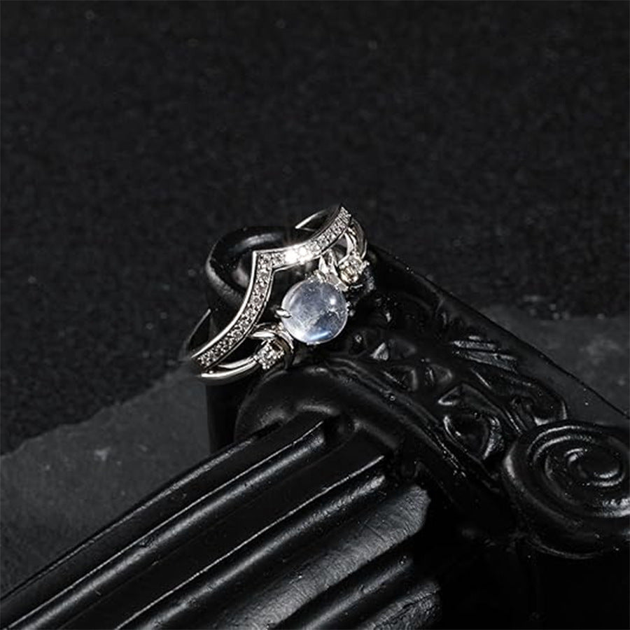 Celestial Moonstone Crown Ring