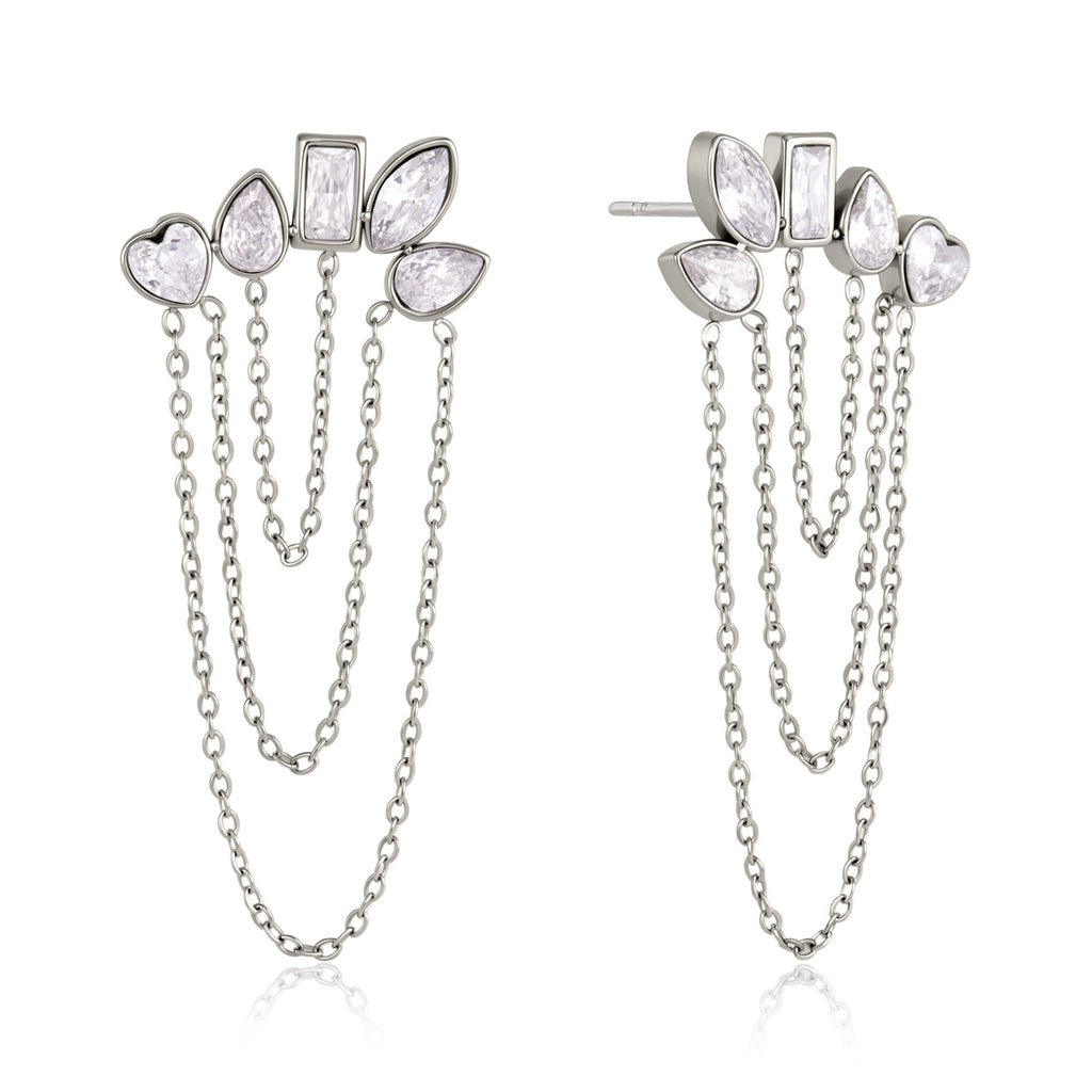 Crystal Blossom Chain Earrings