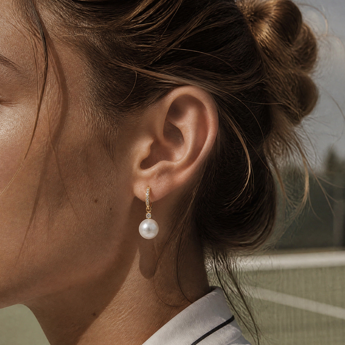Luna Pearl Drop Hoops
