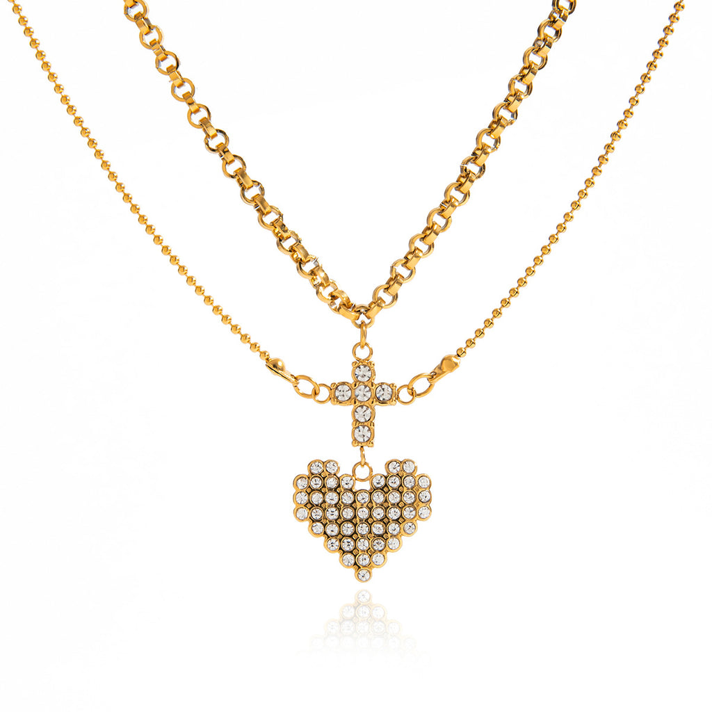 Radiant Heart Crystal Layered Necklace