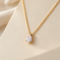 Gold Tone Teardrop Pendant Necklace