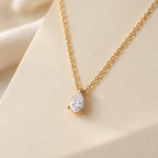 Gold Tone Teardrop Pendant Necklace