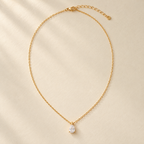 Gold Tone Teardrop Pendant Necklace
