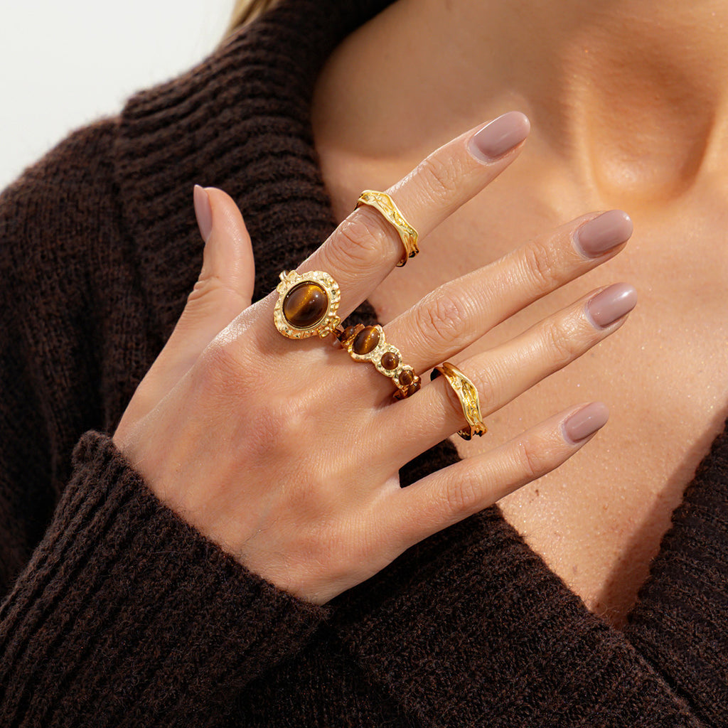 Golden Ember Ring Set